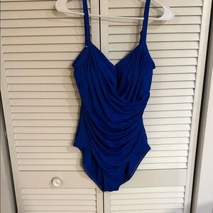 Jantzen Royal Blue Draped One Piece Swimsuit